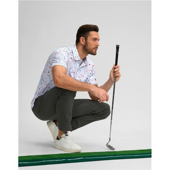 Mens Golf Polo Shirt Dry Fit Moisture Wicking Short Sleeve Collared Top - Picture 6 of 7